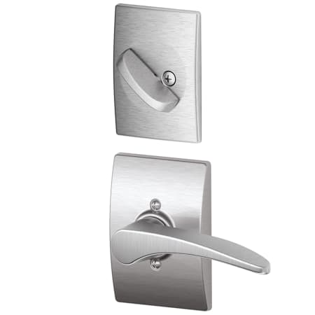 A large image of the Schlage F59-MNH-CEN-LH Satin Chrome