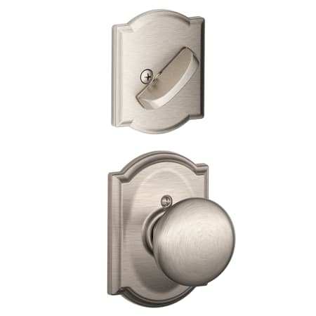 A large image of the Schlage F59-PLY-CAM Satin Nickel