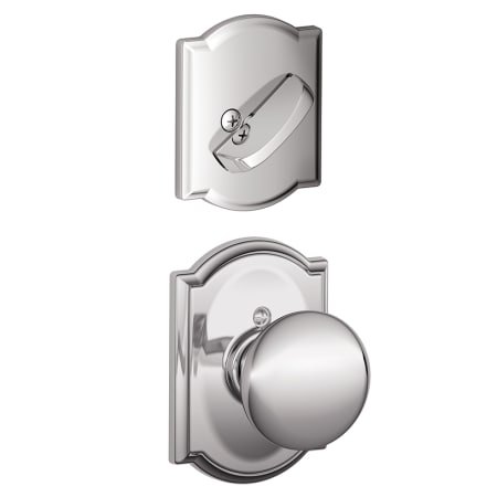 A large image of the Schlage F59-PLY-CAM Bright Chrome