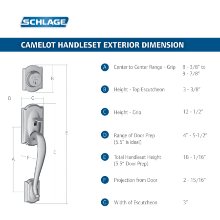 A large image of the Schlage F62-CAM-MNH-LH Schlage F62-CAM-MNH-LH