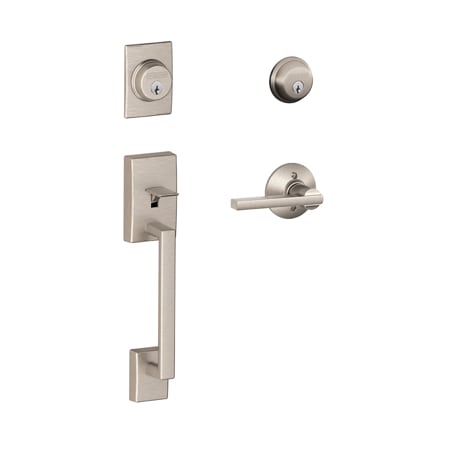 A large image of the Schlage F62-CEN-LAT Satin Nickel