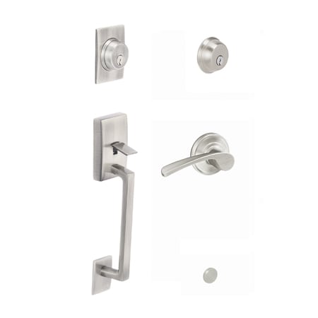 A large image of the Schlage F62-CEN-MER Satin Nickel