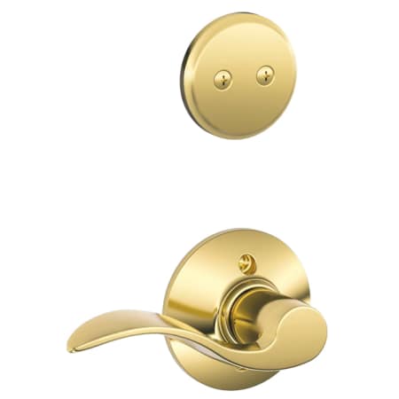 A large image of the Schlage F94-ACC-RH Polished Brass