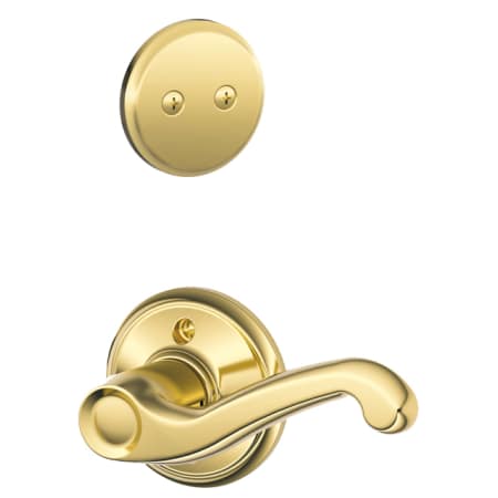 A large image of the Schlage F94-FLA-LH Polished Brass