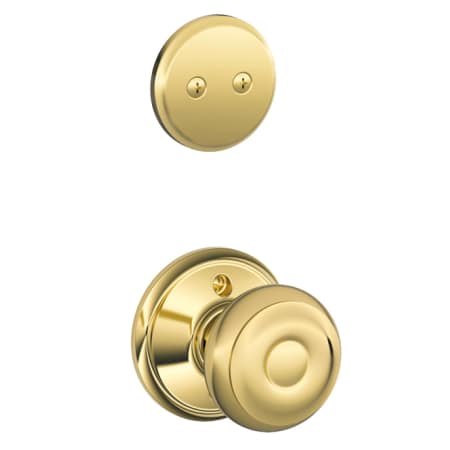 A large image of the Schlage F94-GEO Polished Brass