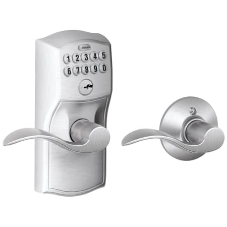 A large image of the Schlage FE575-CAM-ACC Satin Chrome