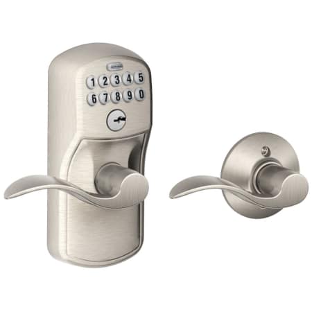 A large image of the Schlage FE575-PLY-ACC Satin Nickel