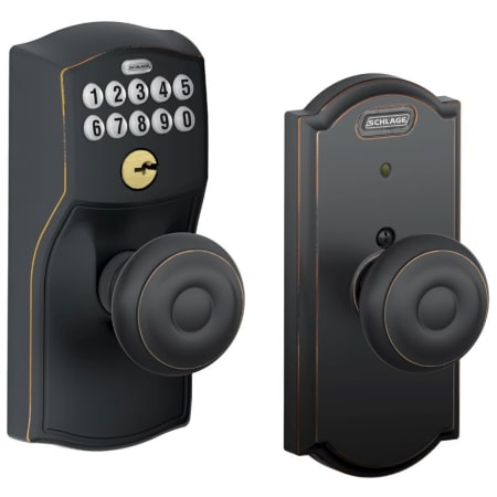 A large image of the Schlage FE576-CAM-GEO Aged Bronze