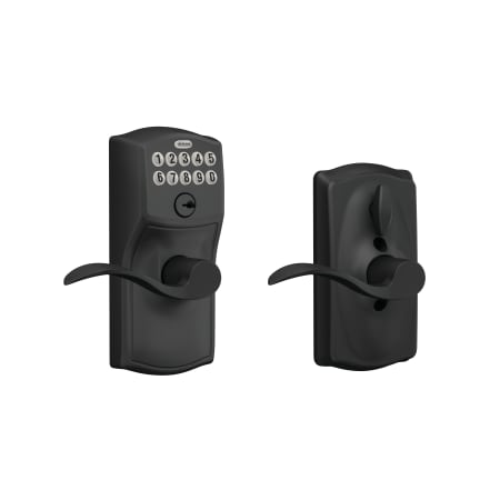 A large image of the Schlage FE595-CAM-ACC Matte Black