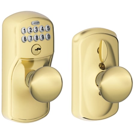 A large image of the Schlage FE595-PLY-PLY Lifetime Polished Brass