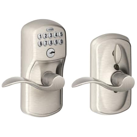 A large image of the Schlage FE595-PLY-ACC Satin Nickel