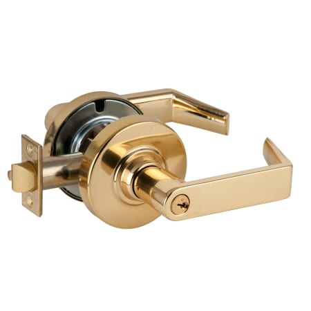 A large image of the Schlage ND80PD-RHO Polished Brass
