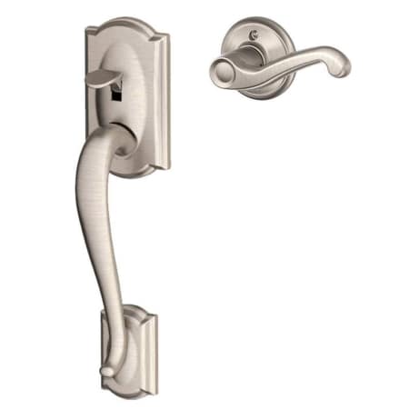 A large image of the Schlage FE285-CAM-FLA-LH Satin Nickel