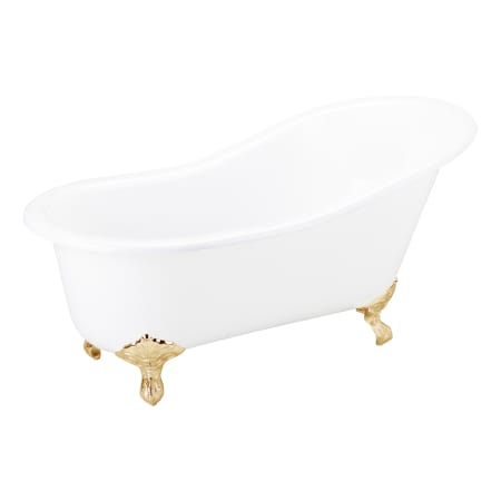 A large image of the Signature Hardware 900365-61-TD White / Polished Brass Feet