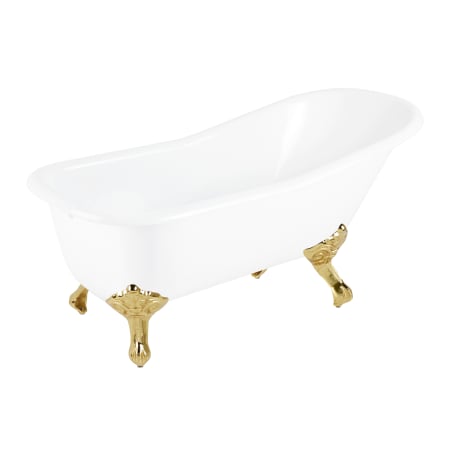 A large image of the Signature Hardware 916652-66-RR White / Polished Brass Feet