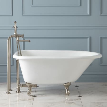 Signature Hardware 301525 White / Brushed Nickel Feet Cambria 48" Cast Iron Soaking Clawfoot Tub ...