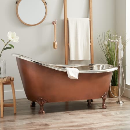 tub clawfoot copper slipper signature hardware norah interior nickel victorian bathroom signaturehardware bathtubs patina antique claw bathtub
