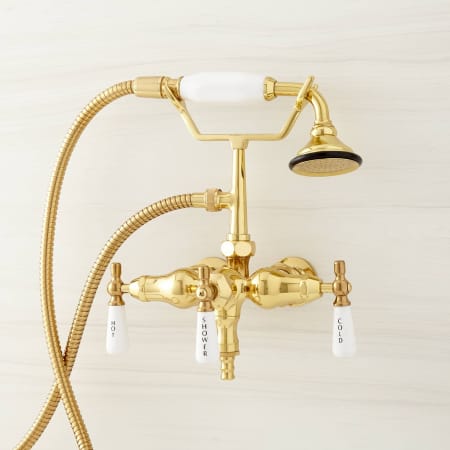 A large image of the Signature Hardware 917410-4 Polished Brass