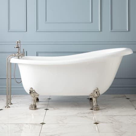 A large image of the Signature Hardware 913512-68 White / Brushed Nickel Feet