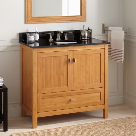 A large image of the Signature Hardware 941078-8 Bamboo / Absolute Black