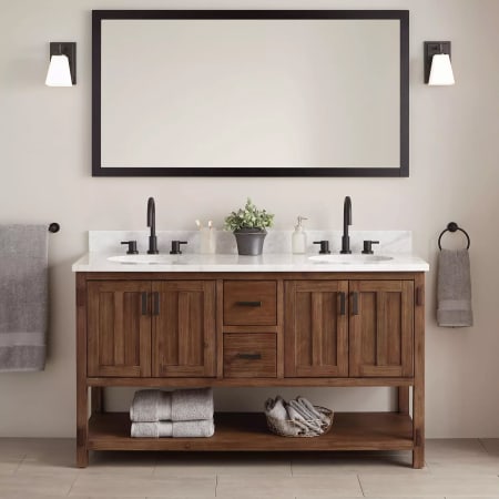 Wood Double Vanity Cabinet, Natural Wood Vanity 60 Inch