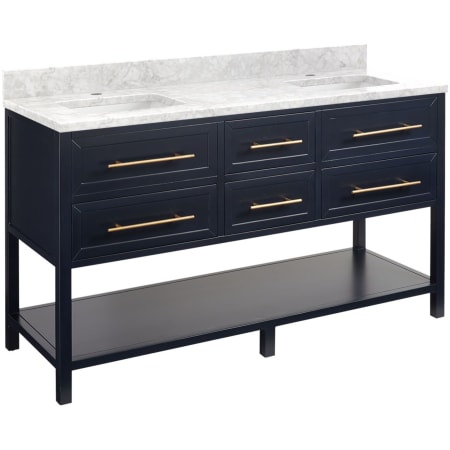 A large image of the Signature Hardware 953331-60-RUMB-1 Midnight Navy Blue / Carrara