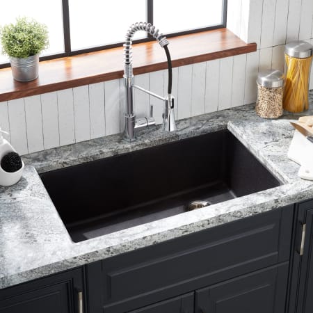 sink granite kitchen undermount composite signature hardware double totten bowl quartz sinks basin single