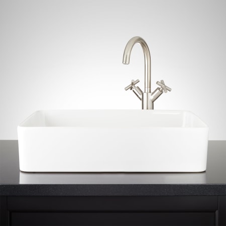 Signature Hardware 447956 White Hibiscus 20" Fireclay Vessel Bathroom Sink - Faucet.com