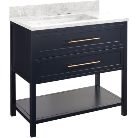 A large image of the Signature Hardware 953331-36-RUMB-8 Midnight Navy Blue / Carrara