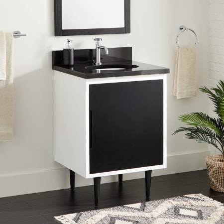 Signature Hardware 450184 White / Black Bivins 24" Wood ...