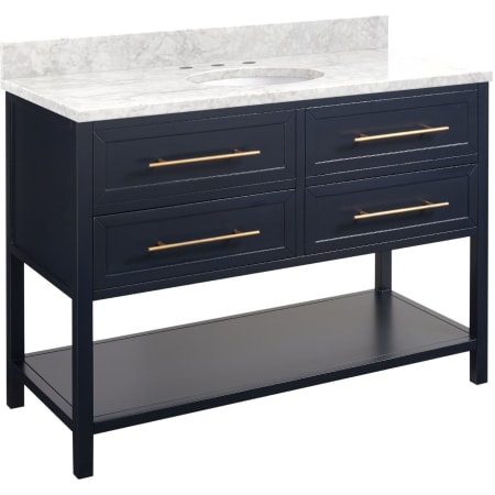 A large image of the Signature Hardware 953331-48-UM-8 Midnight Navy Blue / Carrara