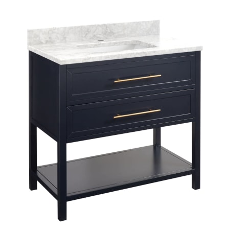 A large image of the Signature Hardware 953331-36-RUMB-1 Midnight Navy Blue / Carrara