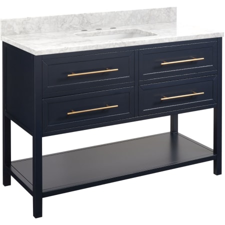 A large image of the Signature Hardware 953331-48-RUMB-8 Midnight Navy Blue / Carrara