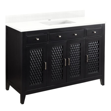 A large image of the Signature Hardware 953338-48-RUMB-1 Black / Feathered White