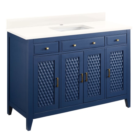 A large image of the Signature Hardware 953339-48-RUMB-1 Bright Navy Blue / Arctic White