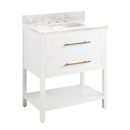 A large image of the Signature Hardware 953332-30-UM-8 Bright White / Carrara Marble