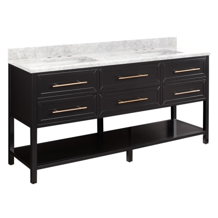 A large image of the Signature Hardware 953330-72-RUMB-8 Black / Carrara Marble