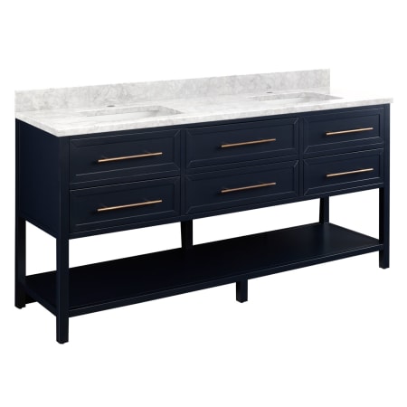 A large image of the Signature Hardware 953331-72-RUMB-1 Midnight Navy / Carrara Marble
