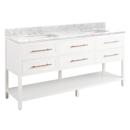 A large image of the Signature Hardware 953332-72-RUMB-8 Bright White / Carrara Marble