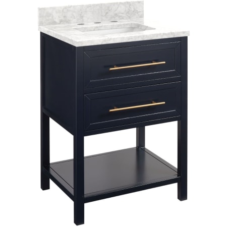 A large image of the Signature Hardware 953331-24-RUMB-8 Midnight Navy Blue / Carrara Marble