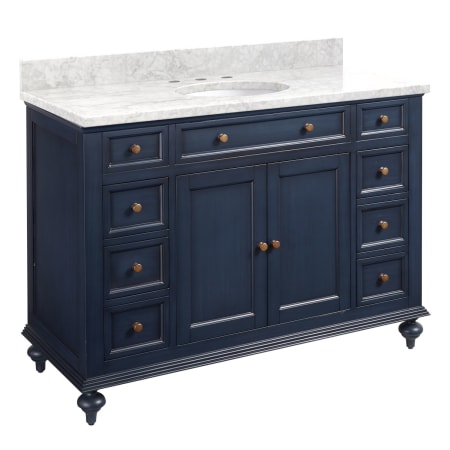 A large image of the Signature Hardware 953301-48-UM-8 Vintage Navy Blue / Carrara