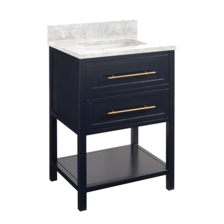 A large image of the Signature Hardware 953331-24-RUMB-0 Midnight Navy Blue / Carrara Marble