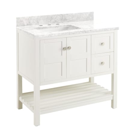 A large image of the Signature Hardware 952383-RUMB-8 White / Carrara Marble