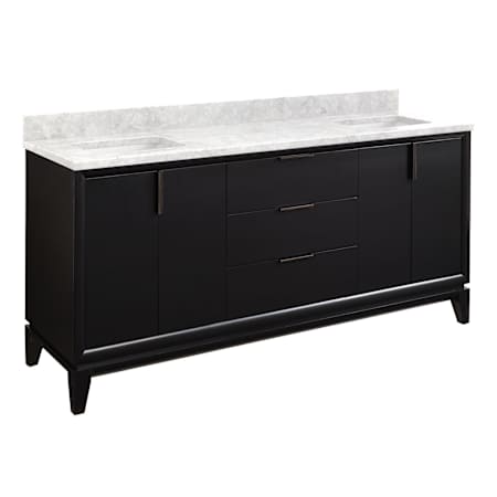 A large image of the Signature Hardware 952427-RUMB-0 Black / Carrara Marble