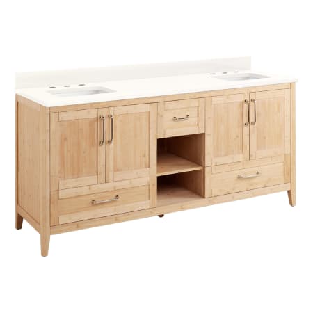 A large image of the Signature Hardware 953345-72-RUMB-8 Natural Bamboo / Arctic White