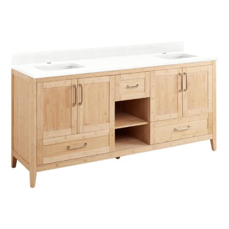 A large image of the Signature Hardware 953345-72-RUMB-1 Natural Bamboo / Feathered White