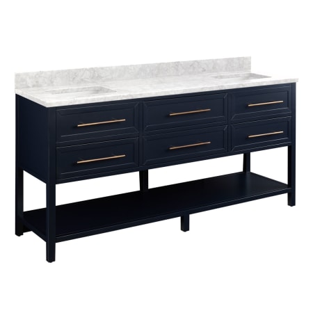 A large image of the Signature Hardware 953331-72-RUMB-0 Midnight Navy Blue / Carrara Marble