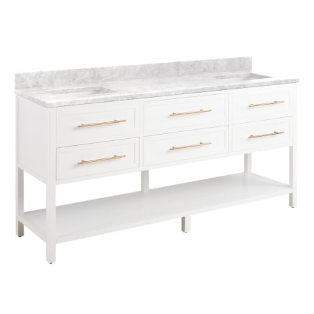 A large image of the Signature Hardware 953332-72-RUMB-0 Bright White / Carrara Marble