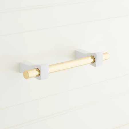 A large image of the Signature Hardware 953010-3.75 White / Polished Brass