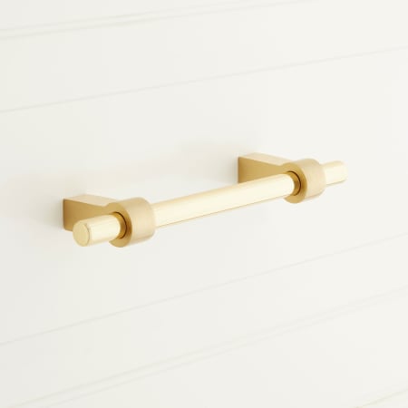 A large image of the Signature Hardware 953013-6.3125 Satin Brass / Polished Brass